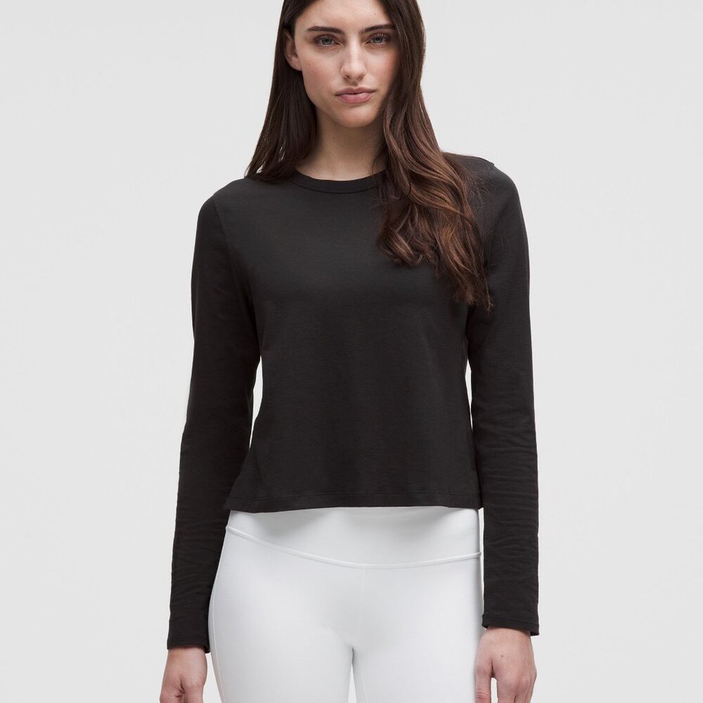 NWT Lululemon Black Classic-Fit Cotton-Blend Long-Sleeve Shirt Size 2